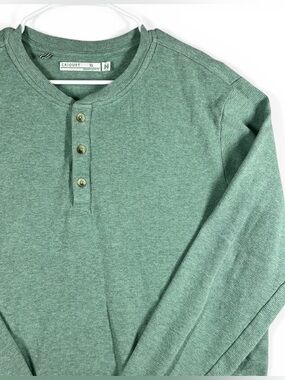 Criquet Waffle Knit Rugby Polo Shirt Men's XL Long Sleeve Green Henley Cotton